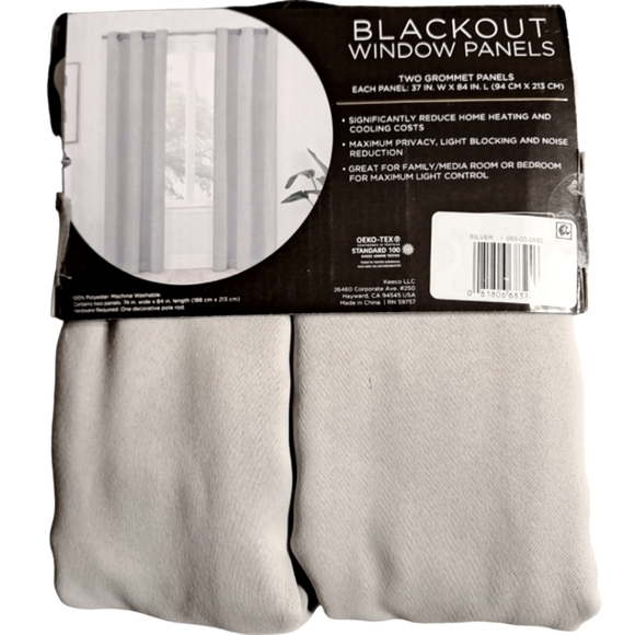 Eclipse Blackout Shadow Window Gray Curtain Panels Size 37"in (W) X 84"in (L) - Picture 5 of 6